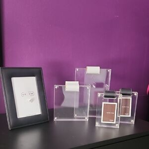 Coach Clear Acrylic Photo Frames with Black and White Accents
